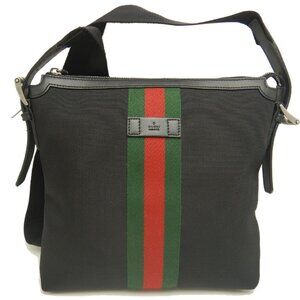 GUCCI Sherry Line 631199 Shoulder Bag, Canvas x Leather, Black, Outlet, Women...